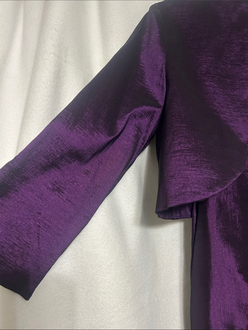 R & M Richards Purple Satin Ruffle Sheath Dress with Bolero - Picture 4 of 13
